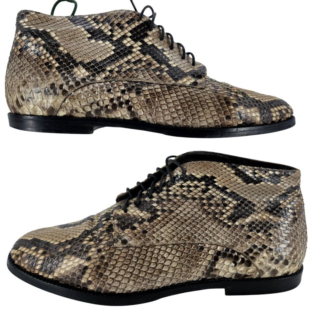 Carel Paris Italy Exotic Snakeskin Leather Ankle Chukka Boots Womens 6.5 Booties - Picture 2 of 11